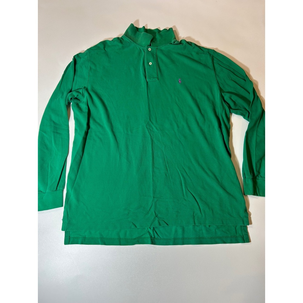 Polo Ralph Lauren Polo Shirt Men's XXL Green Long Sleeve Pique Cotton
